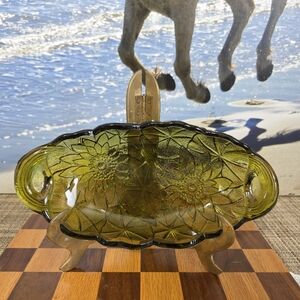 Indiana Glass Sunflower Amber Platter